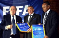 FIFA president Sepp Blatter (L) inaugura