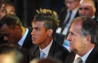 Brazilian striker Neymar waits to enter
