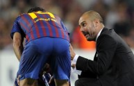Barcelona’s coach Josep Guardiola gives