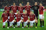 AC Milan Players pose before their Champ