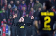 FC Barcelona’s Lionel Messi reacts after