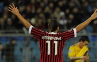 Zlatan Ibrahimovic of AC Milan celebrate