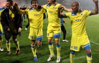 Apoel players celebrate after winning th