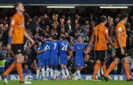 I giocatori del Chelsea in festa contro il Wolverhampton