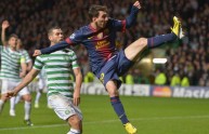 Messi in acrobazia contro il Celtic