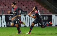 L’esultanza di Kone per il gol vittoria (CI 12/13 – Napoli-Bologna 1-2)