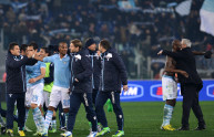 L’esultanza biancoceleste in Lazio-Juventus 2-1 (C.I. 12/13)