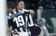 L’esultanza di Matri e Bonucci in Juventus-Celtic (C. L. 12/13)